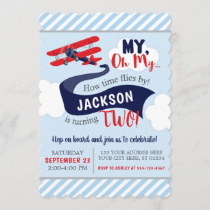 Aeroplane Birthday Invitation with Envelopes