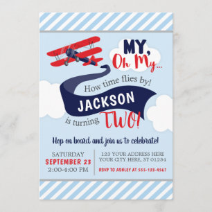 Aeroplane Birthday Invitation with Envelopes