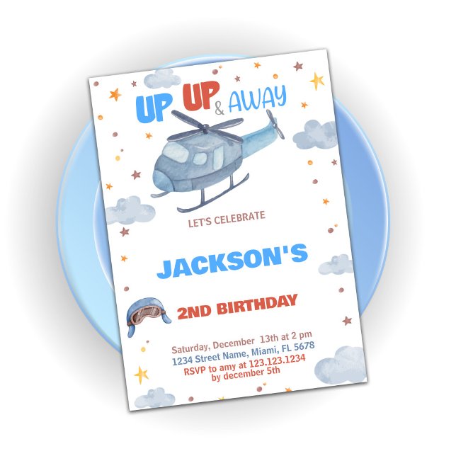 Aeroplane Birthday Invitations Blue Grey Orange (Airplane Birthday Invitations Blue Gray Orange)