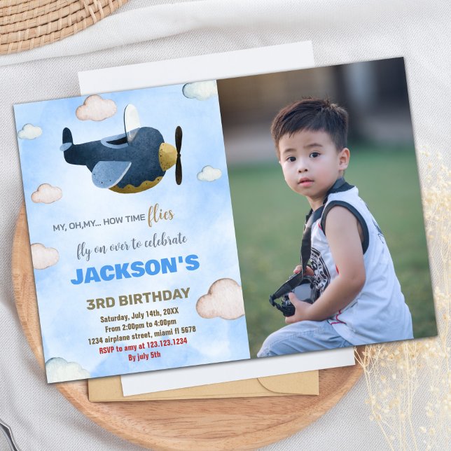 Aeroplane Birthday Invitations with photo (Airplane Birthday Invitations with photo)