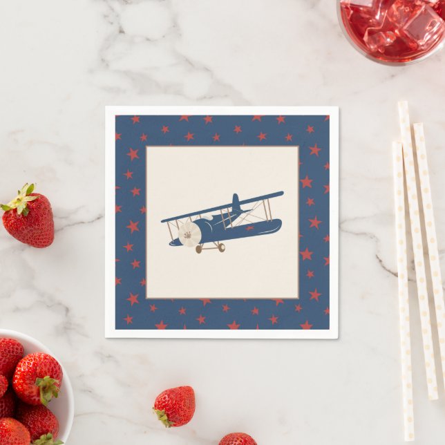 Aeroplane Birthday Napkin - Boy (Insitu)