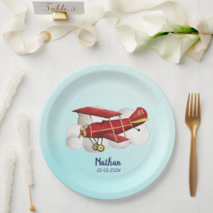 Aeroplane Birthday Paper Plate, Fly on over Plate