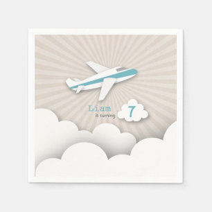 Aeroplane Birthday Party - Blue Napkin