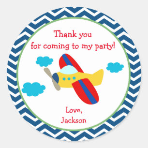 Aeroplane Birthday Party Favour Stickers