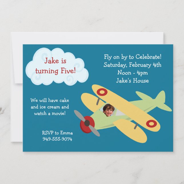 Aeroplane Birthday Party Invitation (Front)
