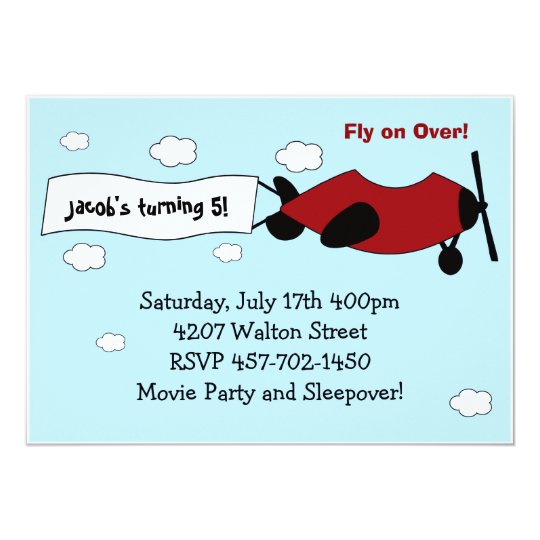 Aeroplane Birthday Party Invitation