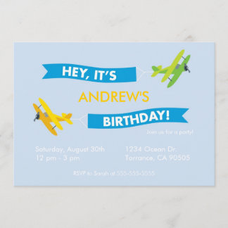 Aeroplane Birthday Party Invitation