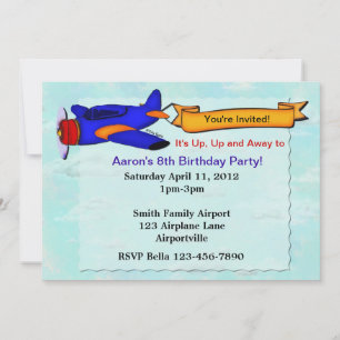 Aeroplane Birthday Party Personalised Invite
