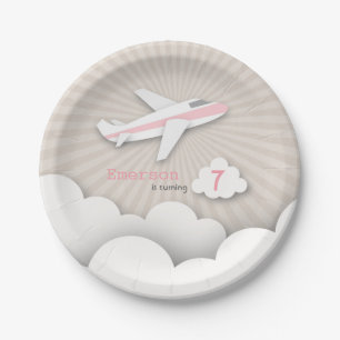 Aeroplane Birthday Party - Pink Paper Plate