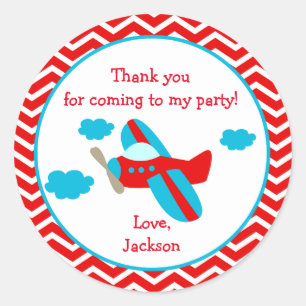 Aeroplane Birthday Party Stickers