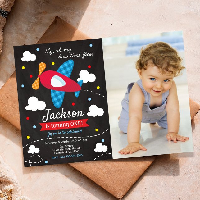 Aeroplane Birthday Photo Invitation | Time Files (Creator Uploaded)