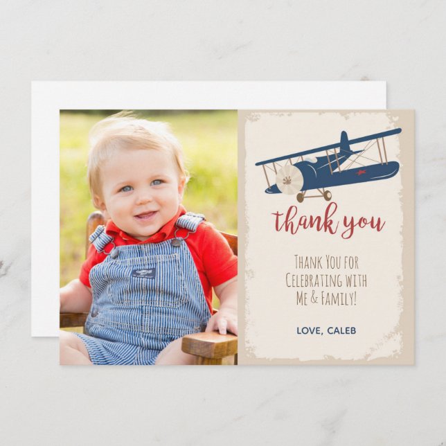 Aeroplane Birthday Thank You Card (Front/Back)