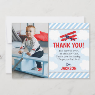 Aeroplane Birthday Thank You Card, Vintage Boy Red Card