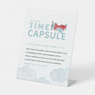 Aeroplane Birthday Time Capsule, Modern Plane  Pedestal Sign