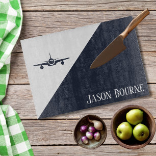 Aeroplane Blue and White Aviation Personalised Cutting Board