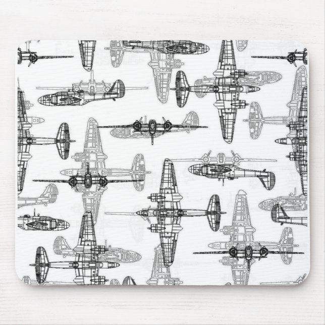 Aeroplane Blueprint 1 Mouse Pad (Front)