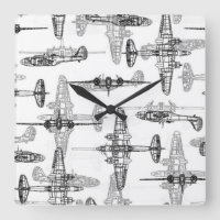 Aeroplane Blueprint 1 Wall Clock