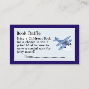 Aeroplane Book Raffle Tickets, Baby Shower Game Enclosure Card