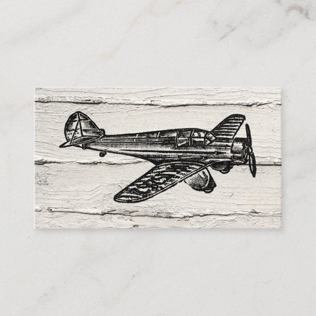 Aeroplane Business Cards - Vintage Wood (Front)