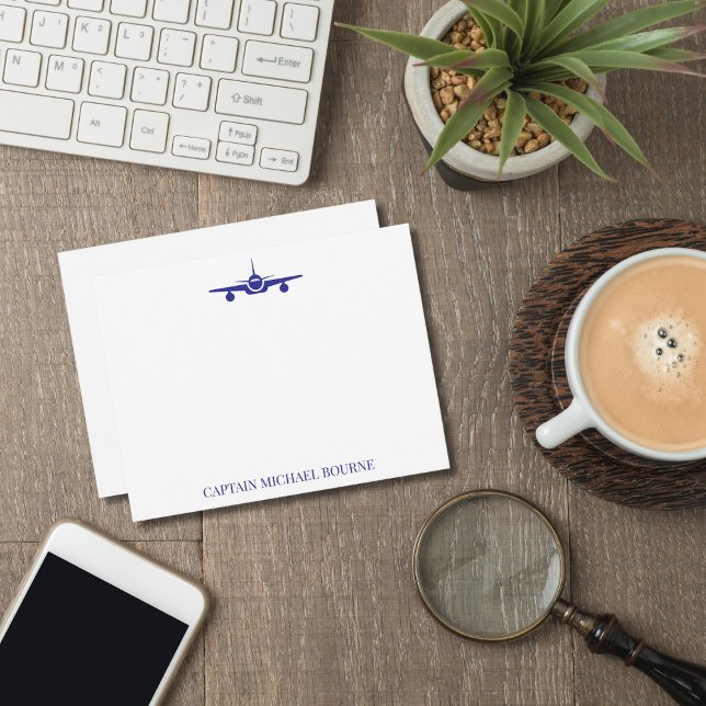 Aeroplane Captain Pilot Aviator Modern Blue Custom Card (Creator Uploaded)