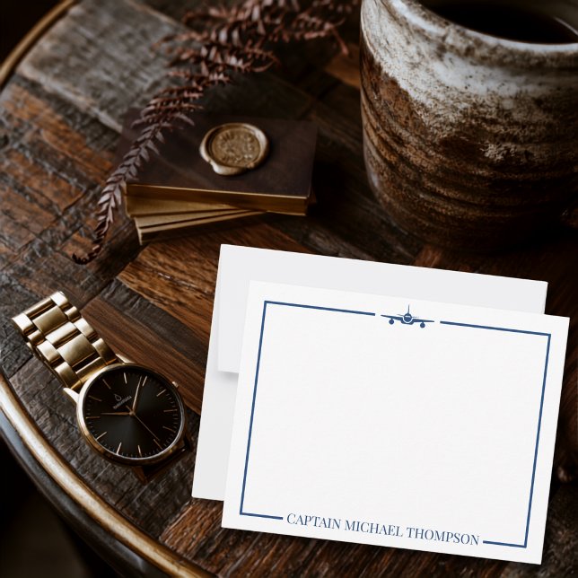 Aeroplane Captain Pilot Aviator Modern Blue Custom Card (Creator Uploaded)