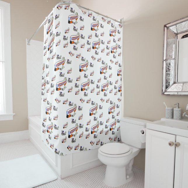 Aeroplane childrens shower curtain (In Situ)
