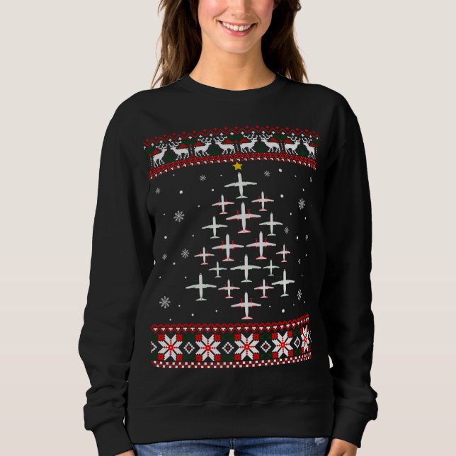 Aeroplane Christmas Funny Ugly Xmas Sweater (Front)