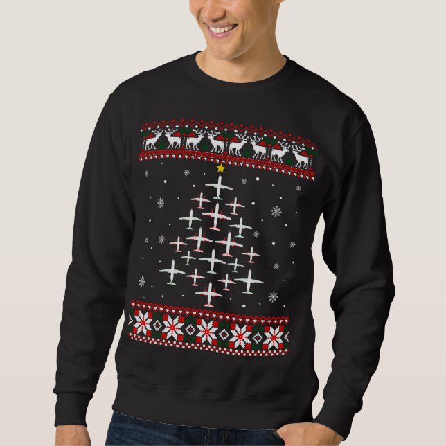 Aeroplane Christmas Funny Ugly Xmas Sweater (Front)