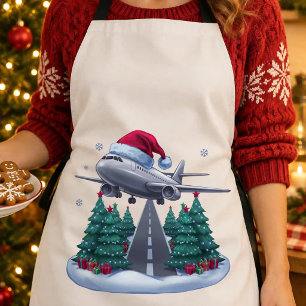 Aeroplane Christmas Santa Hat Pilot Aviation Xmas Apron