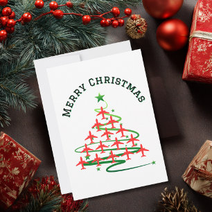 Aeroplane Christmas Tree and Photo Simple Aviation Holiday Card
