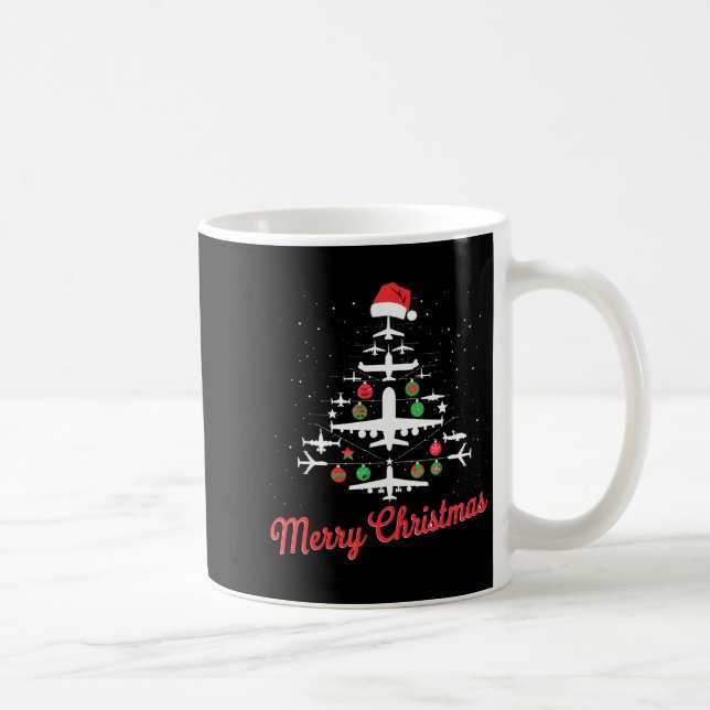 Aeroplane Christmas Tree Cute Aeroplane Xmas Holid Coffee Mug (Right)