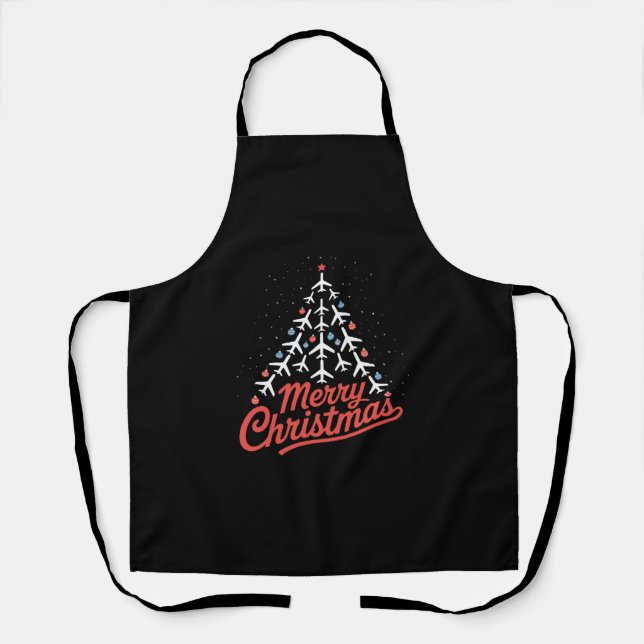 Aeroplane Christmas Tree Pilot Apron (Front)