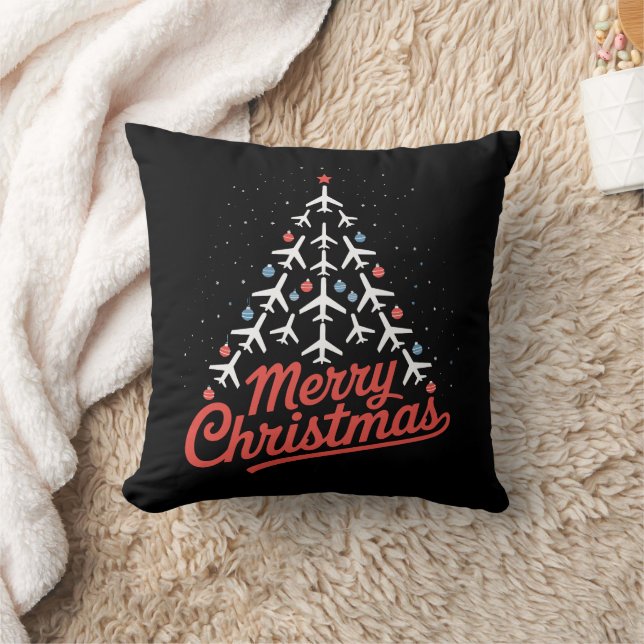 Aeroplane Christmas Tree Pilot Cushion (Blanket)