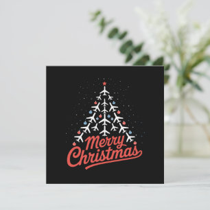 Aeroplane Christmas Tree Pilot Holiday Card