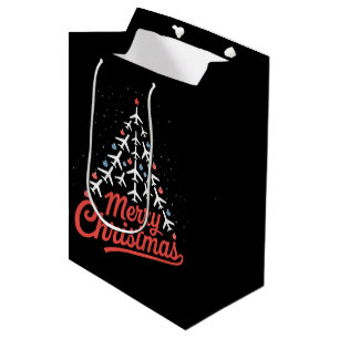 Aeroplane Christmas Tree Pilot Medium Gift Bag
