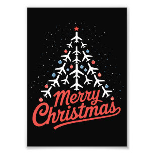 Aeroplane Christmas Tree Pilot Photo Print