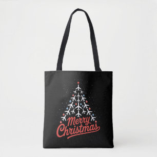 Aeroplane Christmas Tree Pilot Tote Bag