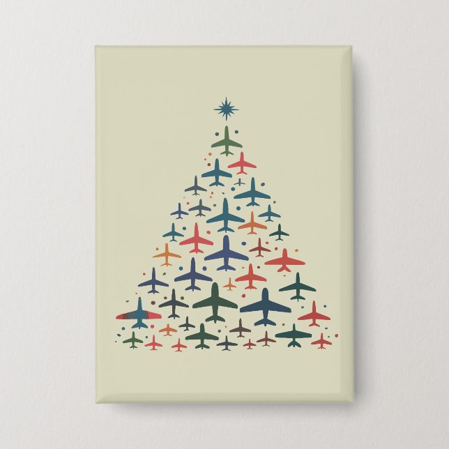 Aeroplane Christmas Tree Retro Pilot Flying Flight (Front)