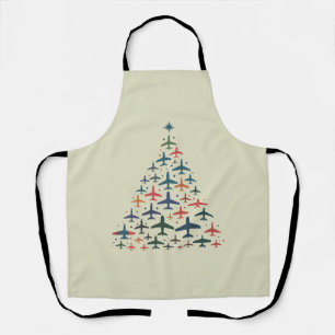 Aeroplane Christmas Tree Retro Pilot Flying Flight Apron