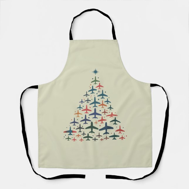 Aeroplane Christmas Tree Retro Pilot Flying Flight Apron (Front)