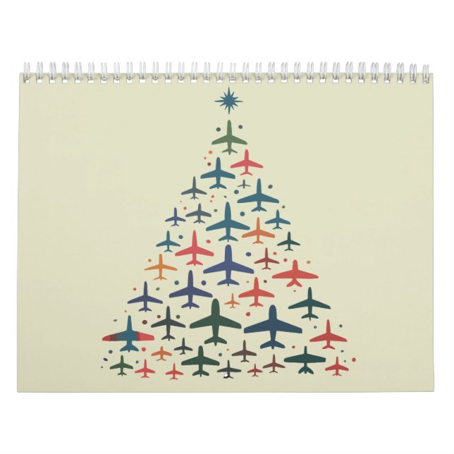Aeroplane Christmas Tree Retro Pilot Flying Flight Calendar (Cover)