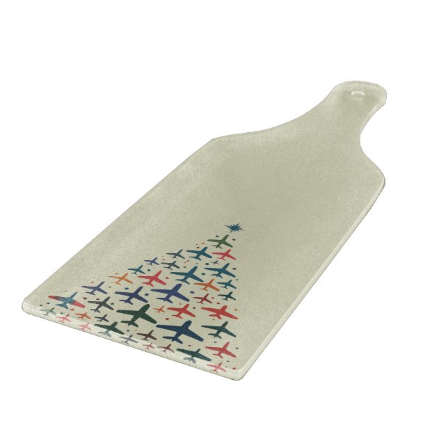 Aeroplane Christmas Tree Retro Pilot Flying Flight Cutting Board (Corner)