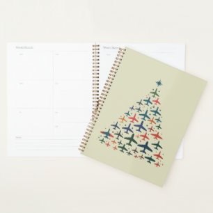 Aeroplane Christmas Tree Retro Pilot Flying Flight Planner