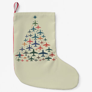 Aeroplane Christmas Tree Retro Pilot Flying Flight Small Christmas Stocking