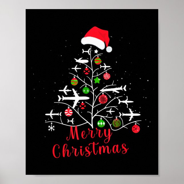 Aeroplane Christmas Tree Xmas For Men Women Youths Poster (Front)