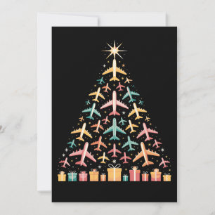Aeroplane Christmas Tree Xmas Holiday Aviation Card