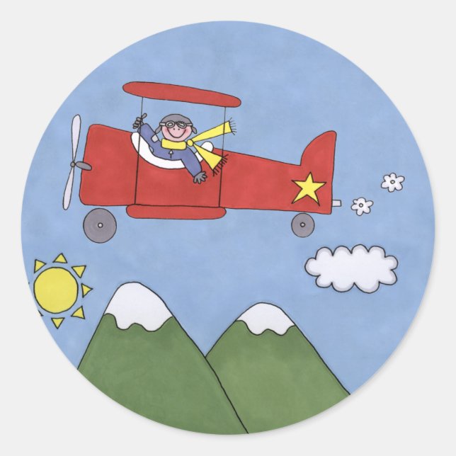 Aeroplane Classic Round Sticker (Front)