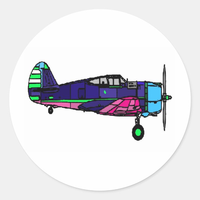 aeroplane classic round sticker (Front)