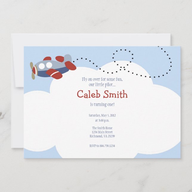 Aeroplane Cloud 1 Birthday Invitation (Front)