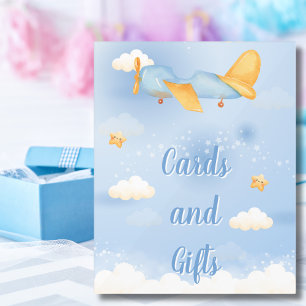 Aeroplane,Clouds & Stars, Blue, Baby Boy,Cute Acrylic Sign